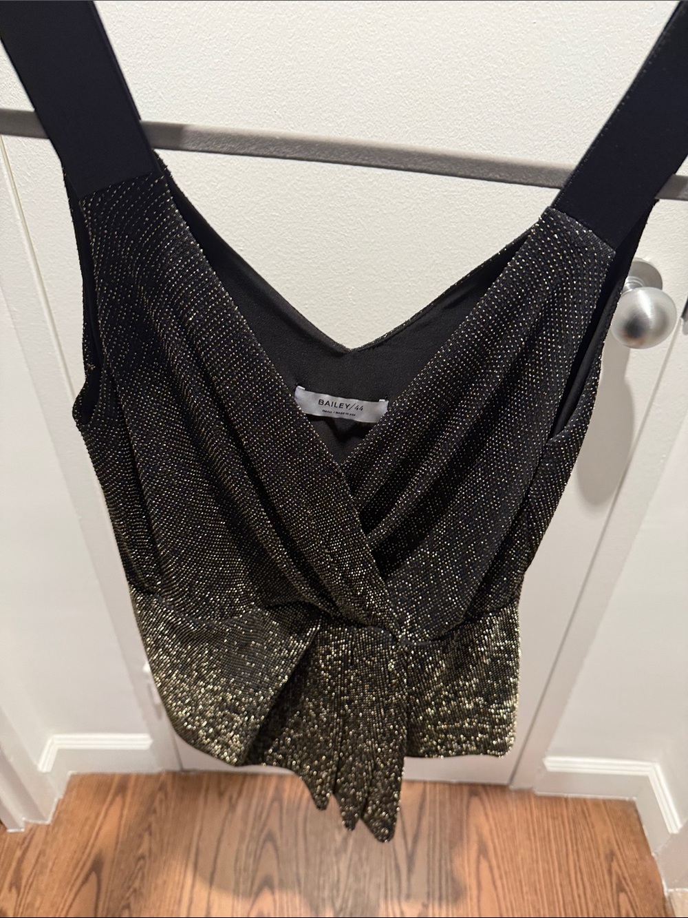 Bailey 44 Black and Gold Metallic Wrap Camisole